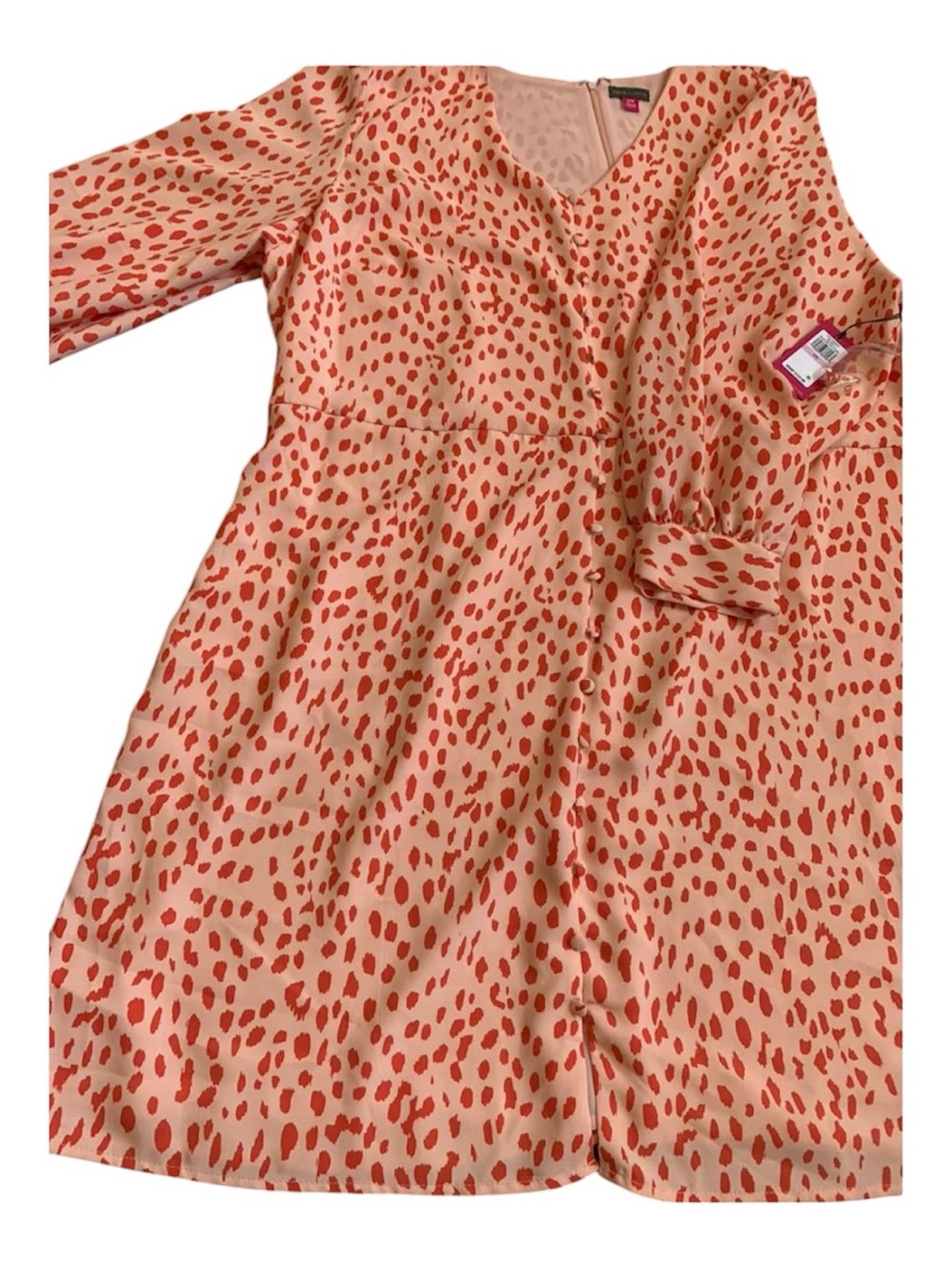 Vince Camuto Girls Peach Dress with Coral Spot Print